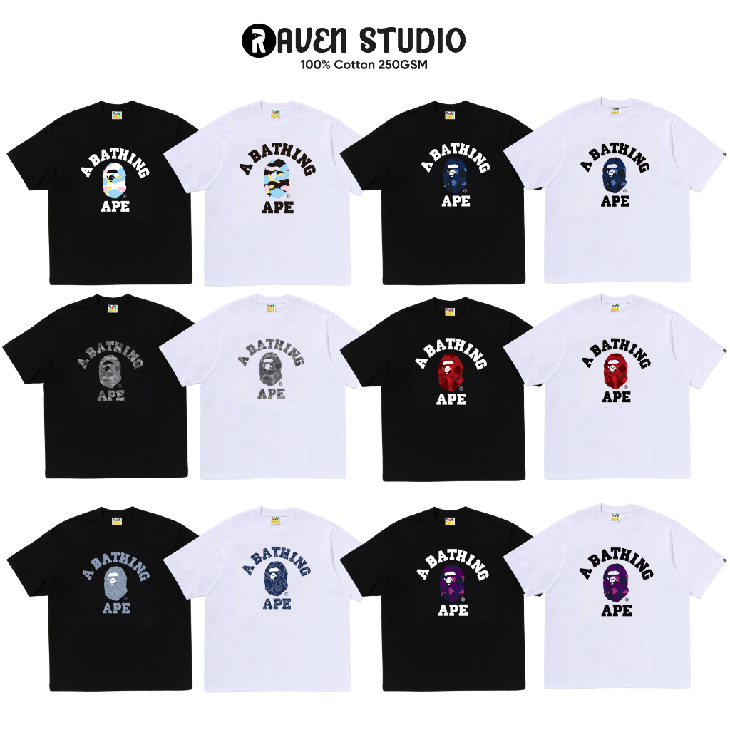 [Full Tag] Áo Thun BAPE Camo Head COLLECTION 100% Cotton 250GSM Raven Studio