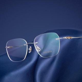 Kính Cận Titan Gọng Khoan Dáng Đa Giác Reeman 68165 Eye Plus Gọng Titanium Mảnh Nhẹ Thời Trang