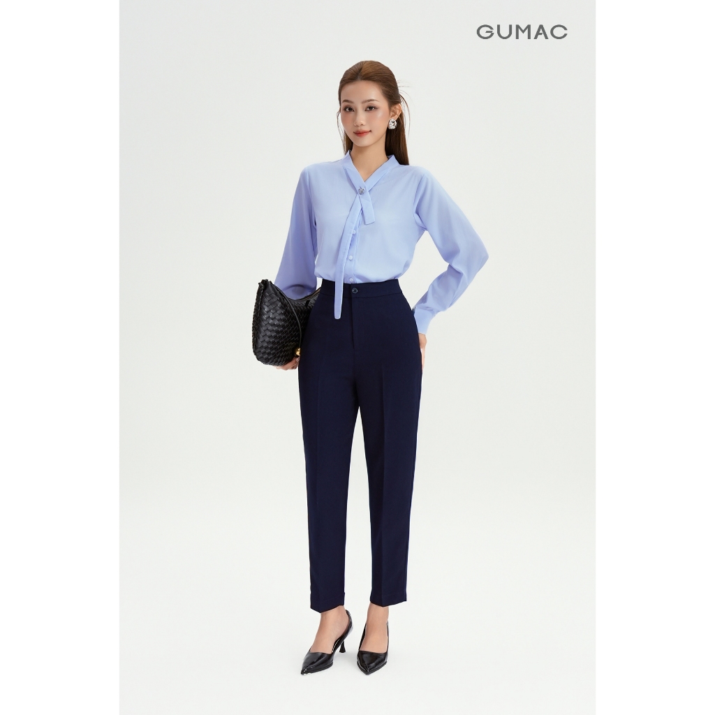 Quần Baggy Nữ 91cm GUMAC Quần Tây Ống Đứng Lưng Cao Công Sở Chất Tuyết Mưa Cao Cấp Cạp Cao LQF0110