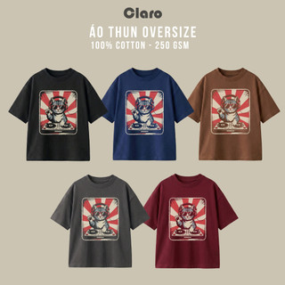 Áo Thun Oversize Nam Nữ Cotton 100% Form Unisex Áo Phông In Hình Mèo DJ Retro Streetwear Cá Tính