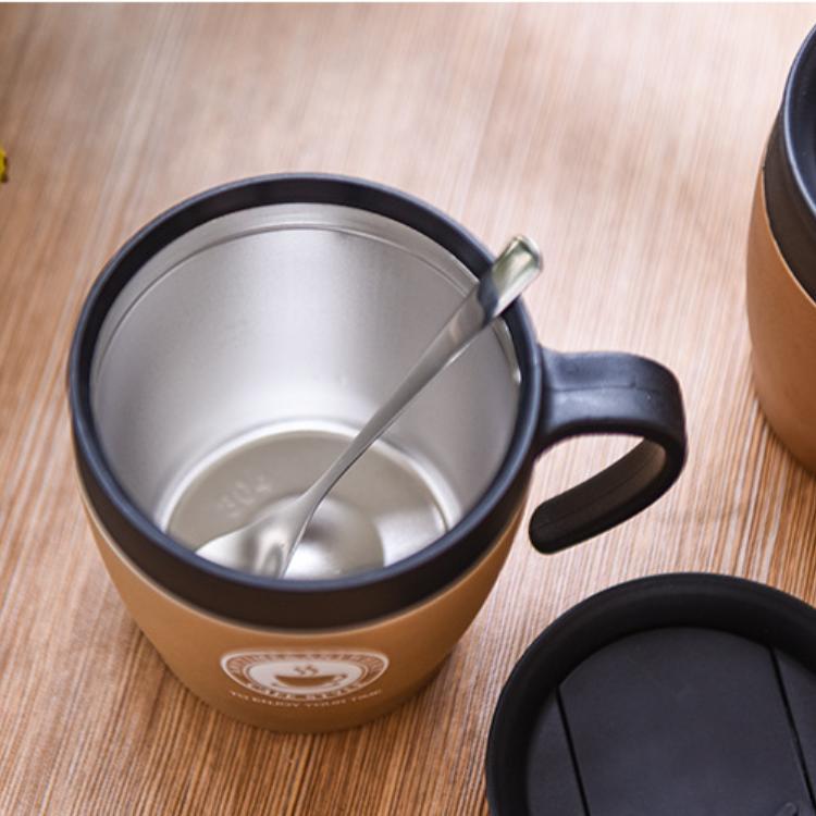 Ly cafe giữ nhiệt cao cấp  kèm thìa khuấy dung tích 330ml