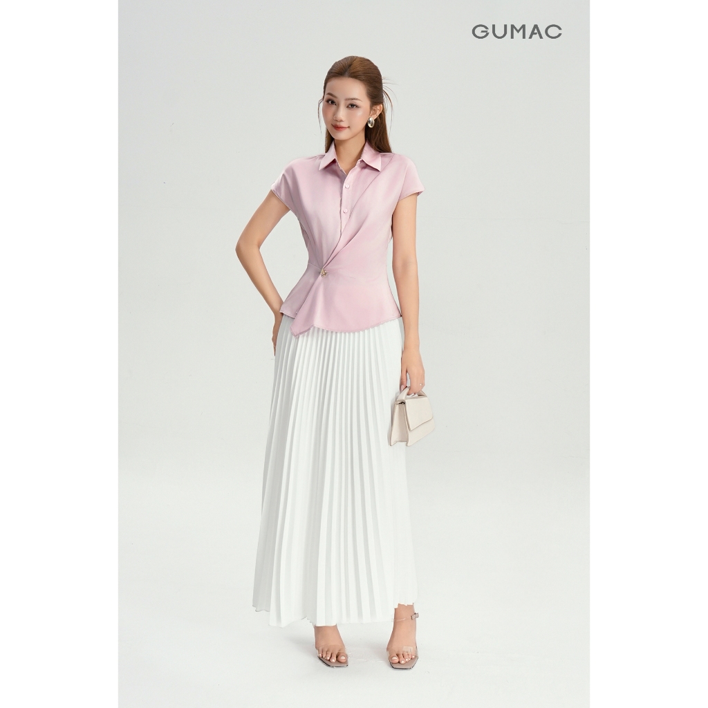 Chân Váy Dập Li GUMAC Kiểu Rẽ Quạt Có Độ Xòe Rũ Tự Nhiên Trẻ Trung Dễ Phối VF12024