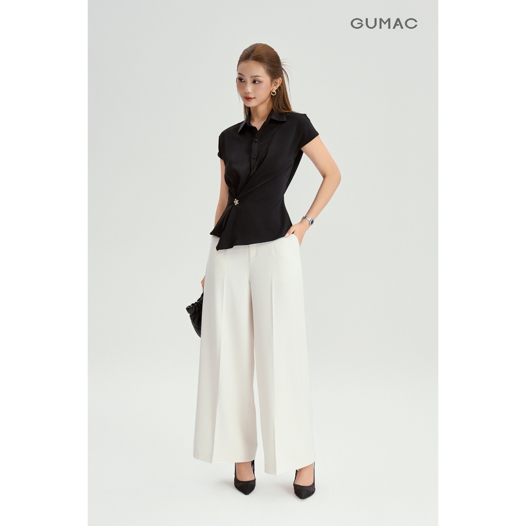 Quần Tây Nữ Form Ống Suông GUMAC Bản Lưng Rời Túi Dọc Dễ Phối Đồ QF11051