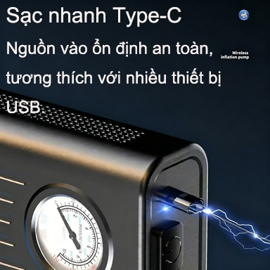 Máy bơm lốp di động sạc nhanh Type-C đa năng công nghệ Đức