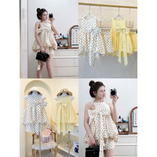 SEP House - Set bộ áo babydoll dáng bí phối nơ to kèm chân váy lưng chun form A ngắn trẻ trung, năng động - Hàng loại 1