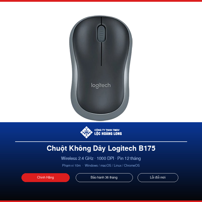 Chuột Không Dây Logitech B175 Wireless Optical Chính Hãng - Bảo Hành 36 ...
