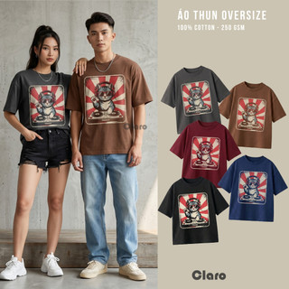 Áo Thun Oversize Nam Nữ Cotton 100% Form Unisex Áo Phông In Hình Mèo DJ Retro Streetwear Cá Tính