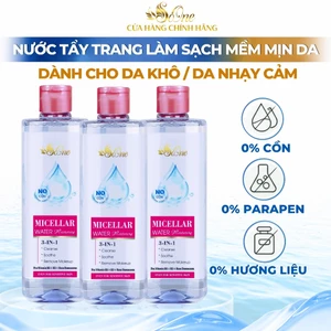 Bộ 3 Nước Tẩy Trang SoOne Dưỡng Ẩm Mềm Mịn Cho Da Khô, Da Nhạy Cảm Nắp Hồng Micellar Water (390mlx3)