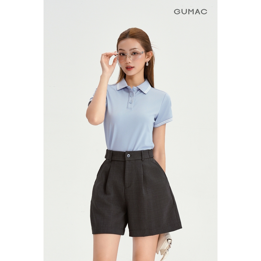 Áo Polo Nữ GUMAC - Áo Thun Cá Sấu Trơn Cổ Phối Viền Co Giãn Thanh Lịch Công Sở, Thể Thao LPLE0917 - 6109