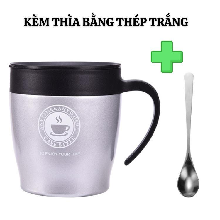 Ly cafe giữ nhiệt cao cấp  kèm thìa khuấy dung tích 330ml