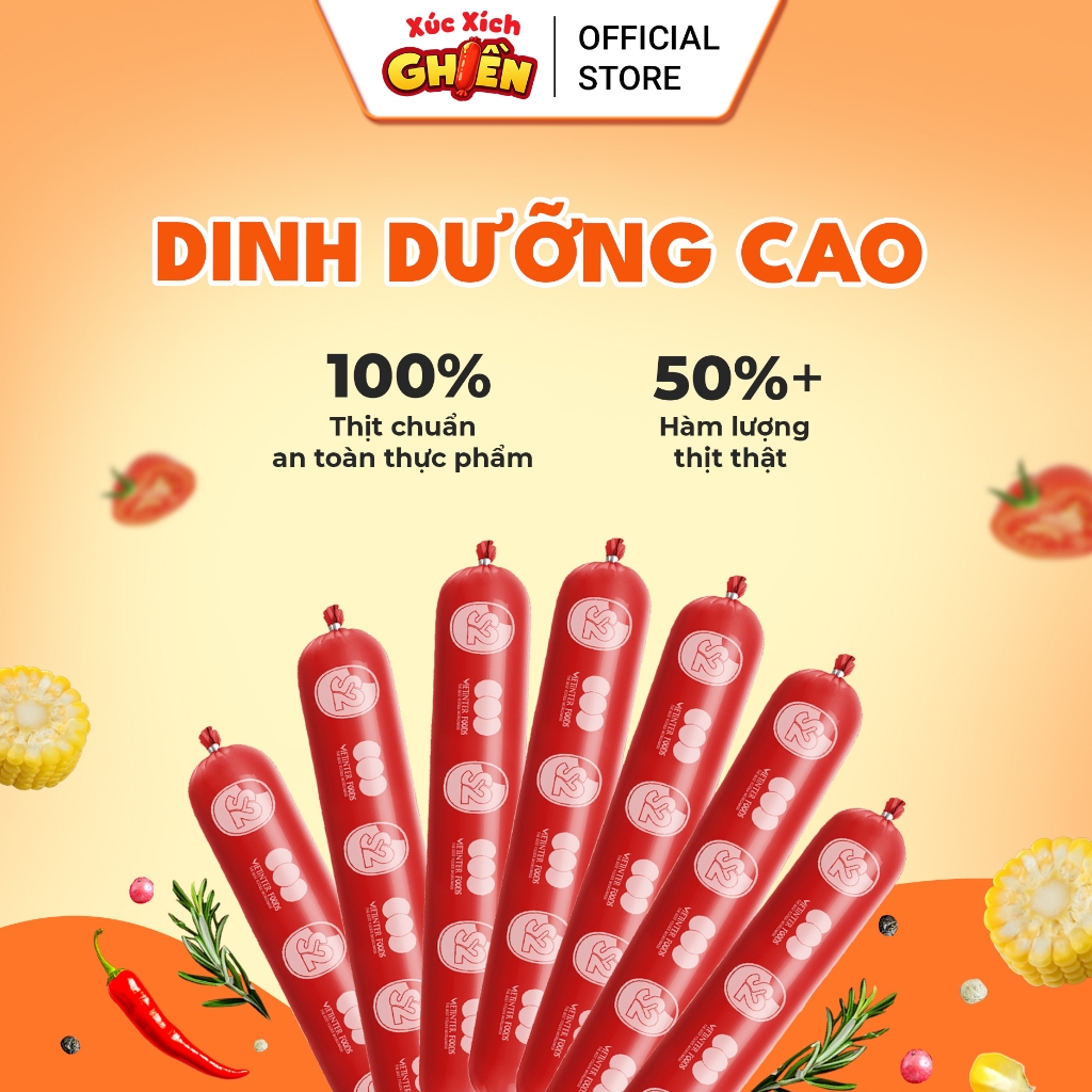 Combo 20 Gói 100 Cây Xúc Xích Dinh Dưỡng Tiệt Trùng S2 Vietinter Foods (Cây 21g)