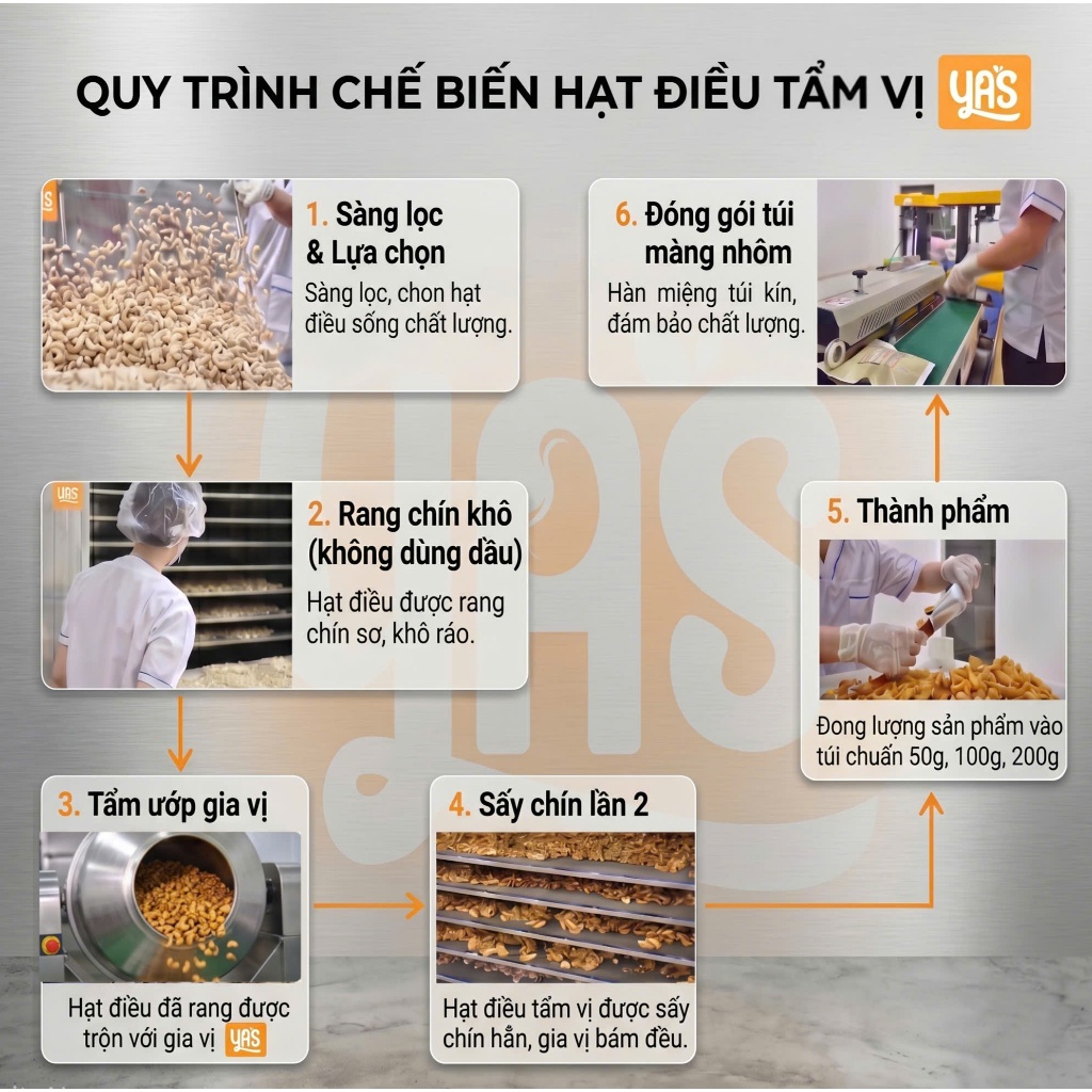 Hạt Điều Cacao YAS Túi 100g – Hạt Điều Tẩm Bột Cacao Thơm Béo Ngọt Nhẹ | Snack Hạt Điều YAS