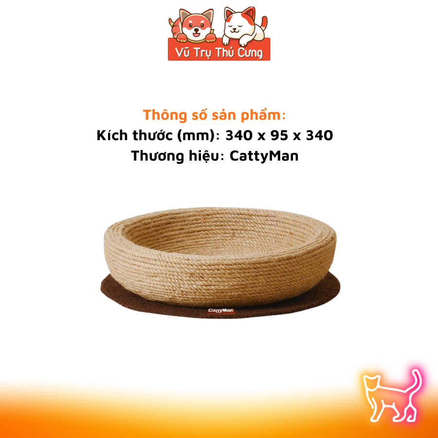 Bàn Cào Móng Cho Mèo Cattyman Kết Hợp Nôi Nằm Làm Bằng Dây Thừng