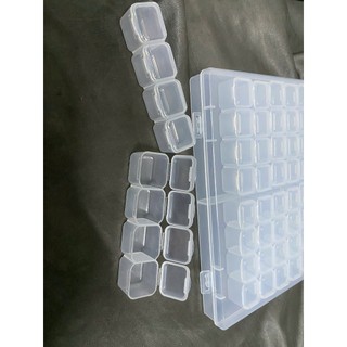Hộp mini 4 ngăn đựng ve kính,  đệm mũi , nail, hạt trang trí móng tay, trang sức