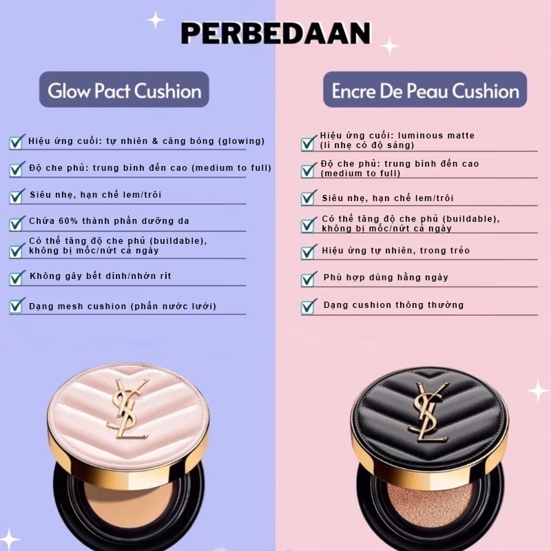 Phấn Nước Cushion Y* .S.* L Full size Touche Éclat Glow Pact phiên bản limited Hồng