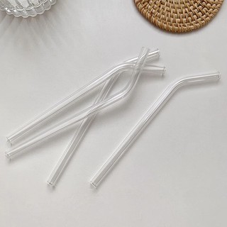 Combo 2 Ống Hút Thuỷ Tinh Cong - Thẳng Kèm Cọ Vệ Sinh, Ống Hút Thuỷ Tinh Chịu Nhiệt Tái Sử Dụng