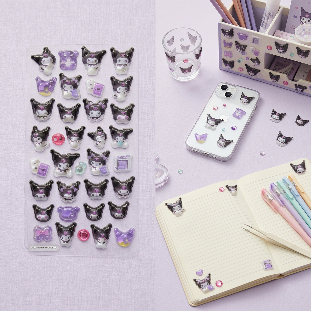 Decal 3D Bong Bóng Sanrio Kuromi Cinnamoroll, Sticker Dán Ốp Lưng Điện Thoại Chống Nước, Trang Trí DIY Dễ Thương