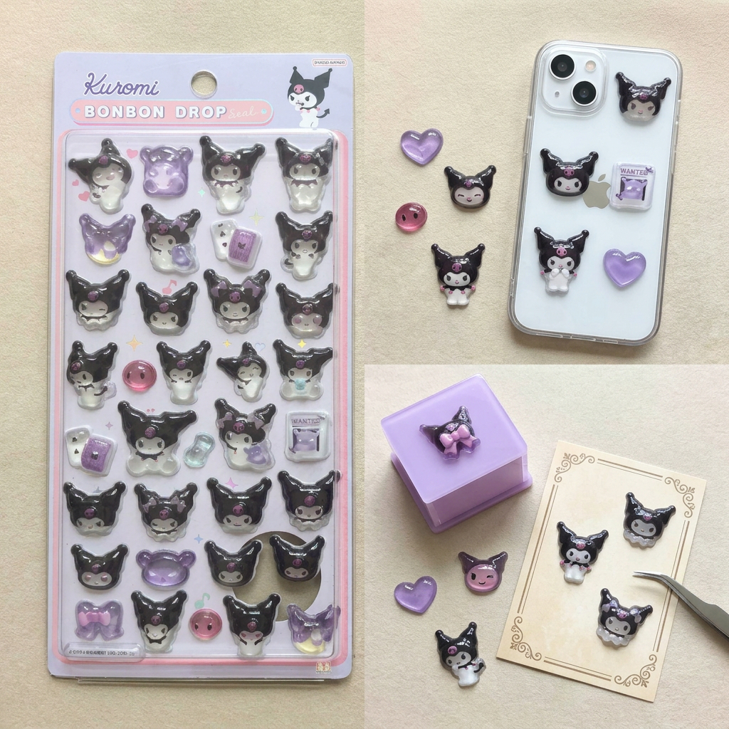 Decal 3D Bong Bóng Sanrio Kuromi Cinnamoroll, Sticker Dán Ốp Lưng Điện Thoại Chống Nước, Trang Trí DIY Dễ Thương