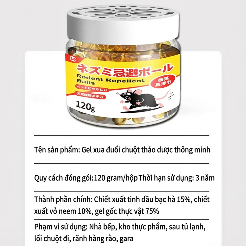 🐀 Gel đuổi chuột 120g 🐭 Mua 1 tặng 1 – Chiết xuất thảo mộc, diệt chuột nhanh chóng, khử mùi, an toàn cho gia đình ✅