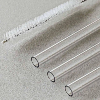 Combo 2 Ống Hút Thuỷ Tinh Cong - Thẳng Kèm Cọ Vệ Sinh, Ống Hút Thuỷ Tinh Chịu Nhiệt Tái Sử Dụng