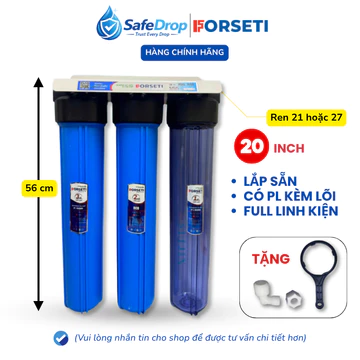Bộ Lọc Nước Đầu Nguồn 20 inch Kèm Lõi Và Đủ Phụ Kiện Lắp Đặt, Bộ Lọc Nước Tổng Chính Hãng