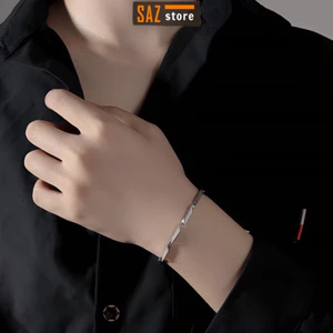 Vòng Tay Nam Lắc Tay Unisex Thời Trang Titan SAZ Vòng Tay Nam Nữ Basic Vát Cạnh Cá Tính - Vòng Tay Xích Trơn