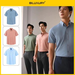 Áo Sơ Mi Cộc Tay Thiết Kế 1SMCB609 Biluxury Form CASUAL Kháng Khuẩn Bền Màu