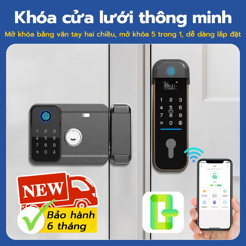 【Hỏa Tốc】 Khoá vân tay 2 mặt cho cửa sắt tùy ​App elinksmart Kết Nối WiFi Cho Nhà Ở / Khách Sạn Không thấm nước