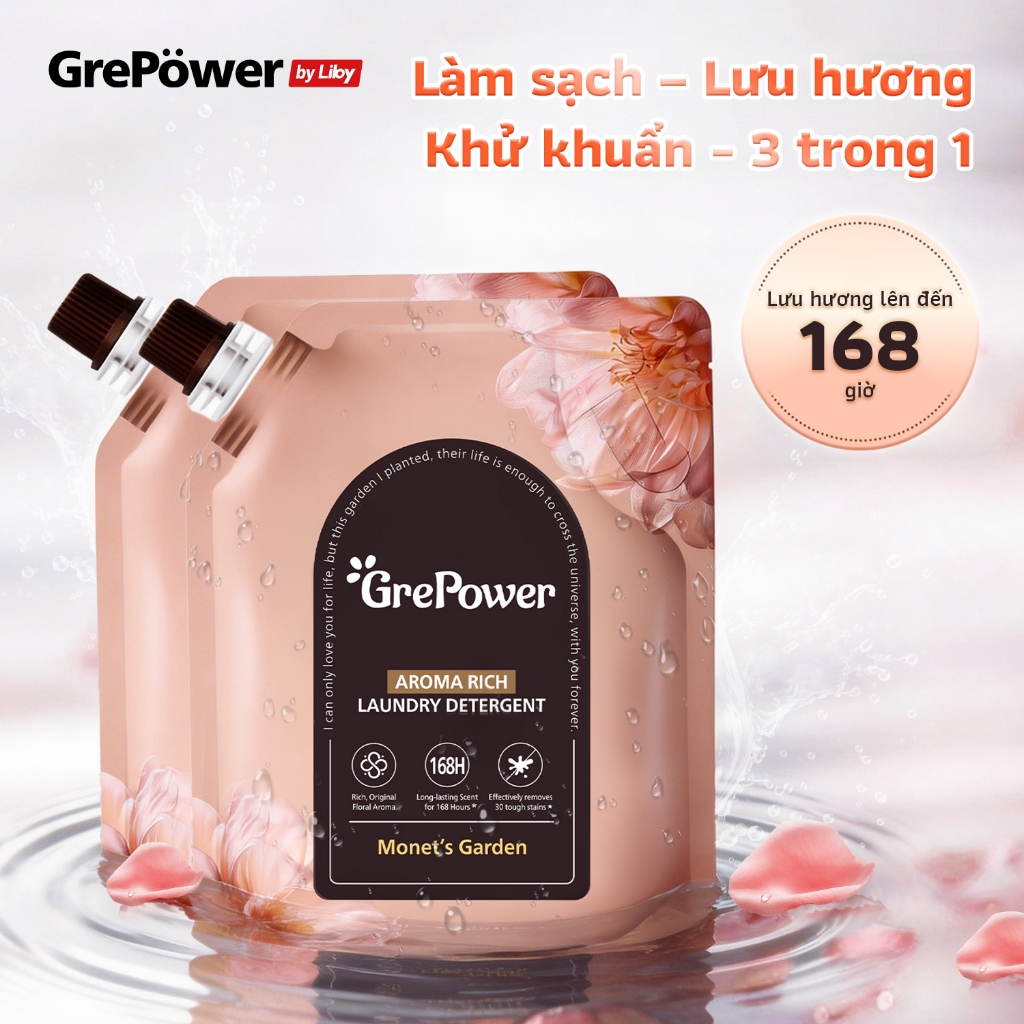 Túi Nước Giặt Xả Grepower by liby Hương Nước Hoa Huyền Diệu 1kg/Túi