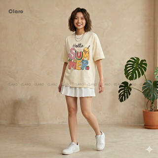 Áo Thun Oversize Nam Nữ Cotton 100% Form Rộng Unisex Áo Phông Hello Summer Hình Trái Cây Dễ Thương