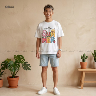 Áo Thun Oversize Nam Nữ Cotton 100% Form Rộng Unisex Áo Phông Hello Summer Hình Trái Cây Dễ Thương