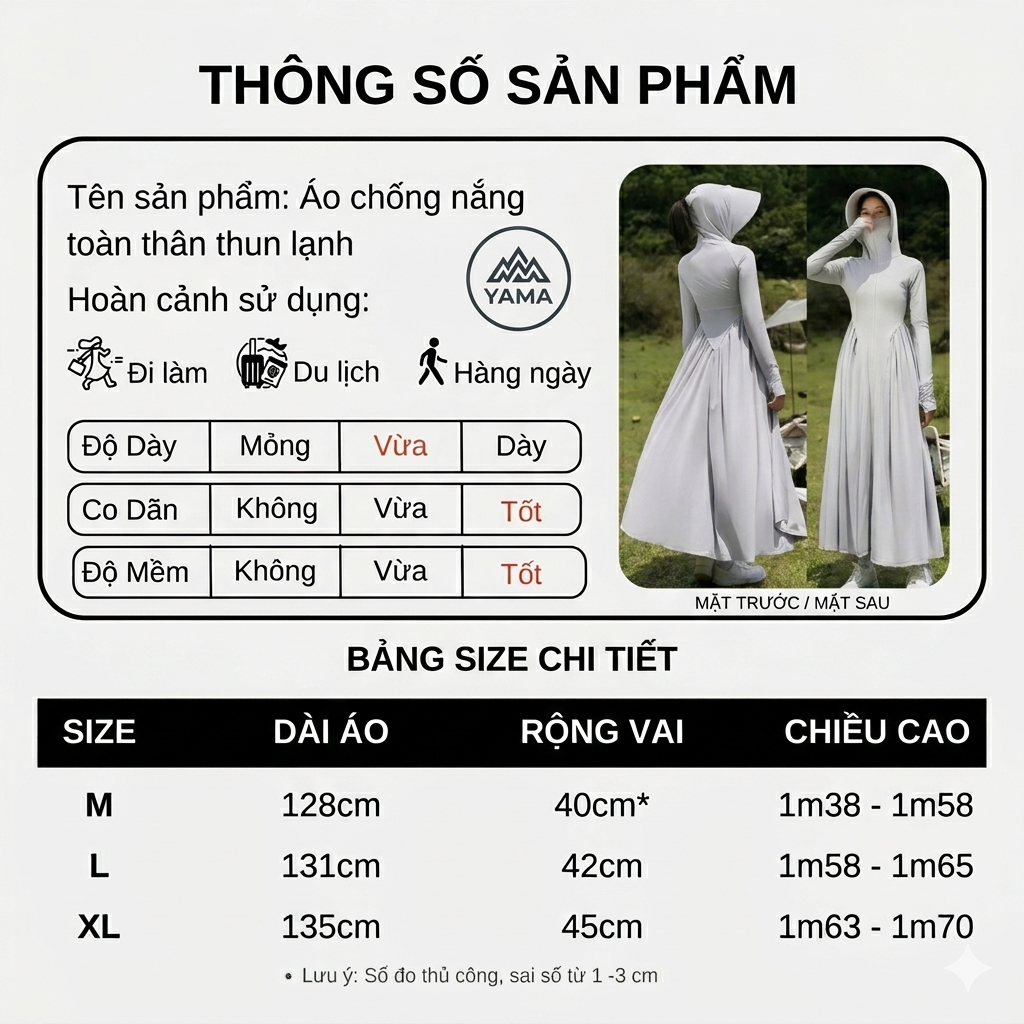 Áo váy chống nắng toàn thân dáng váy 2 LỚP  thun lạnh Chống UV UPF 50+, Váy chống nắng mẫu hot 2026
