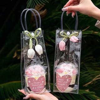Túi Đựng Cốc PVC Trong Suốt Có Quai Xách, Túi Đựng Giữ Nhiệt Chống Nước, Túi Xách Tái Sử Dụng
