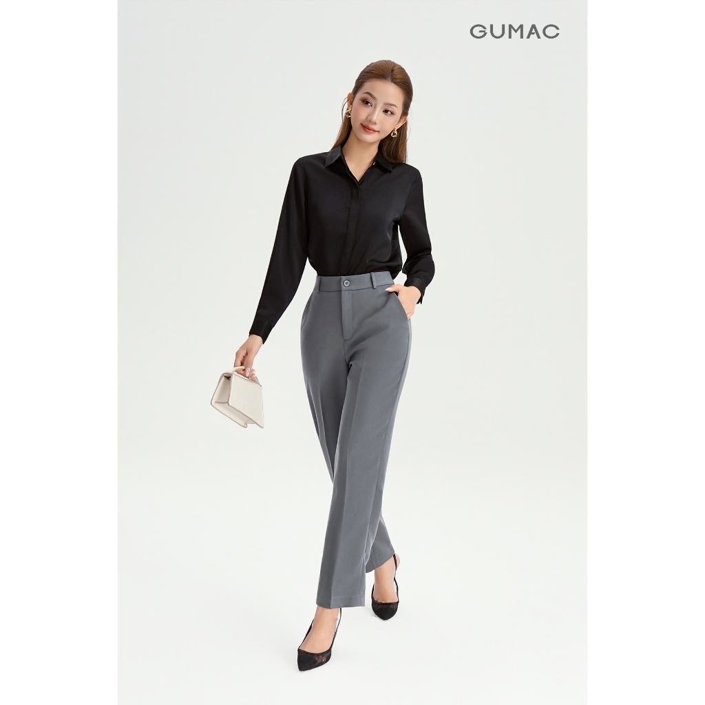Quần Tây Nữ Form Ống Đứng GUMAC Lưng Rời Có Túi Xéo Chất Tuyết Mưa Đứng Form LQF1002