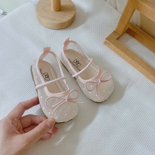 Giày Búp Bê MarryJane Quai Chun Lưới Chấm Bi Kèm Nơ Thoáng Chân Cho Bé Gái K087