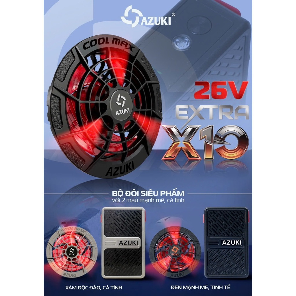 Bộ Phụ Kiện Hót Nhất Hè 2025 AZUKI X-10 Pin Siêu Bé Quạt 26V Siêu Mạnh ...