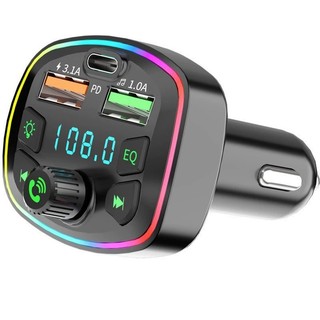 Bộ phát FM Bluetooth Máy nghe nhạc MP3 Xe hơi Sạc nhanh Cổng USB Bộ thu ánh sáng xung quanh
