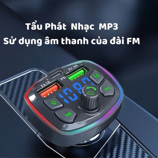 Bộ phát FM Bluetooth Máy nghe nhạc MP3 Xe hơi Sạc nhanh Cổng USB Bộ thu ánh sáng xung quanh