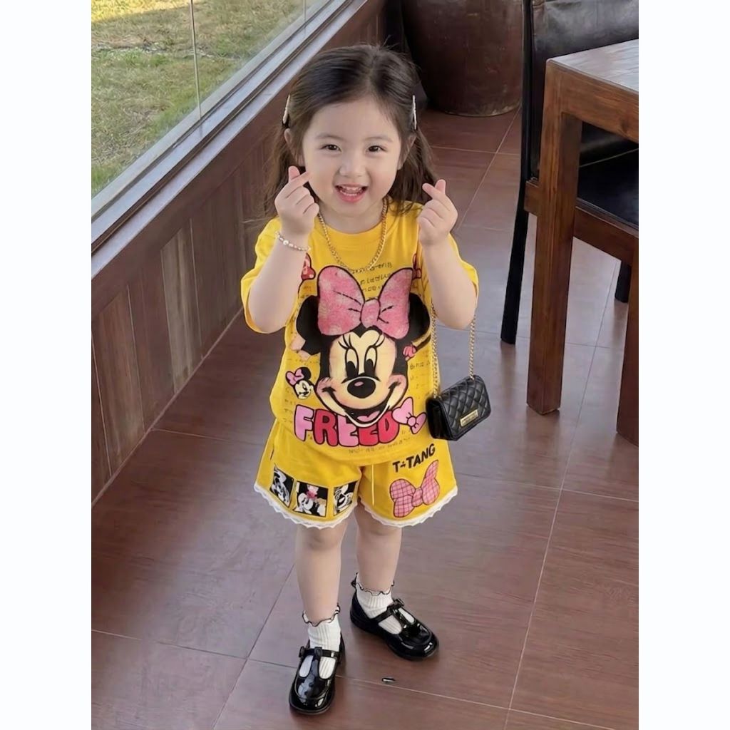 ( COMBO 1-2-3 ) ( CHẤT THUN LẠNH ) Bộ bé gái mẫu cute cat sz 14 - 43kg, bộ quần áo bé gái mùa hè năng động dễ thương