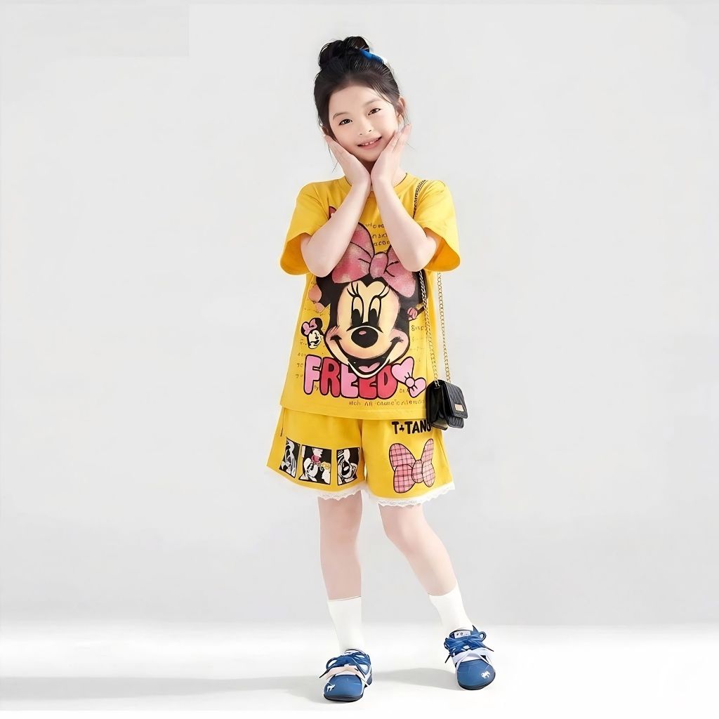 ( COMBO 1-2-3 ) ( CHẤT THUN LẠNH ) Bộ bé gái mẫu cute cat sz 14 - 43kg, bộ quần áo bé gái mùa hè năng động dễ thương