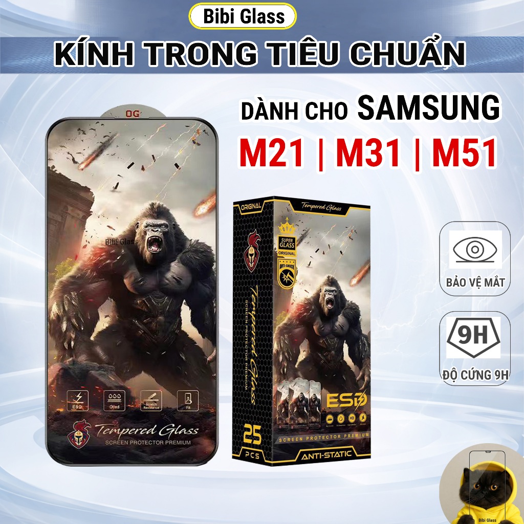 Kính cường lực Samsung M51, M31, M21, M30S cao cấp full màn trong suốt bảo vệ màn hình điện thoại