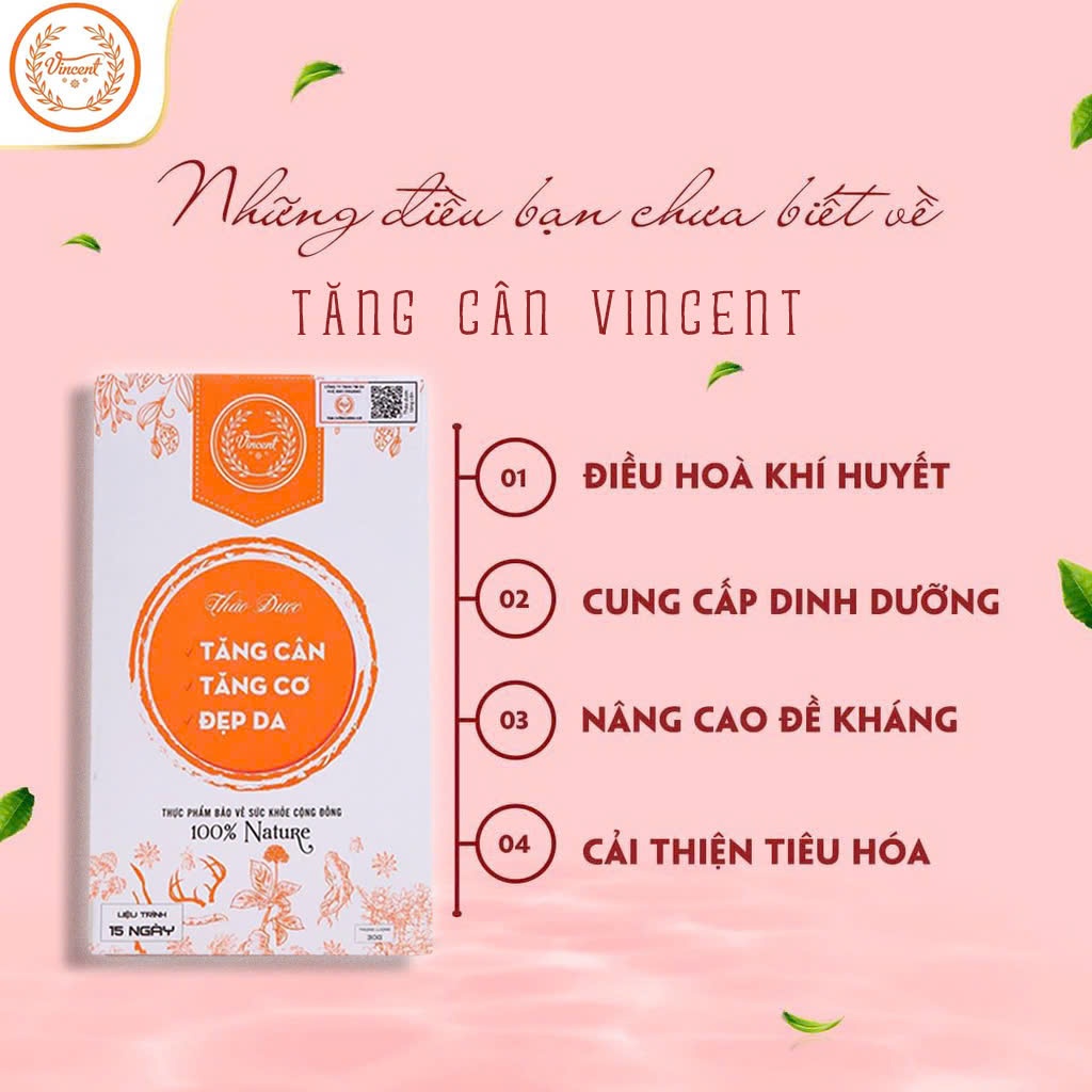 [CHÍNH HÃNG 100%] Thảo mộc tăng cân Vincent Cho Người Gầy TPCN Chính Hãng