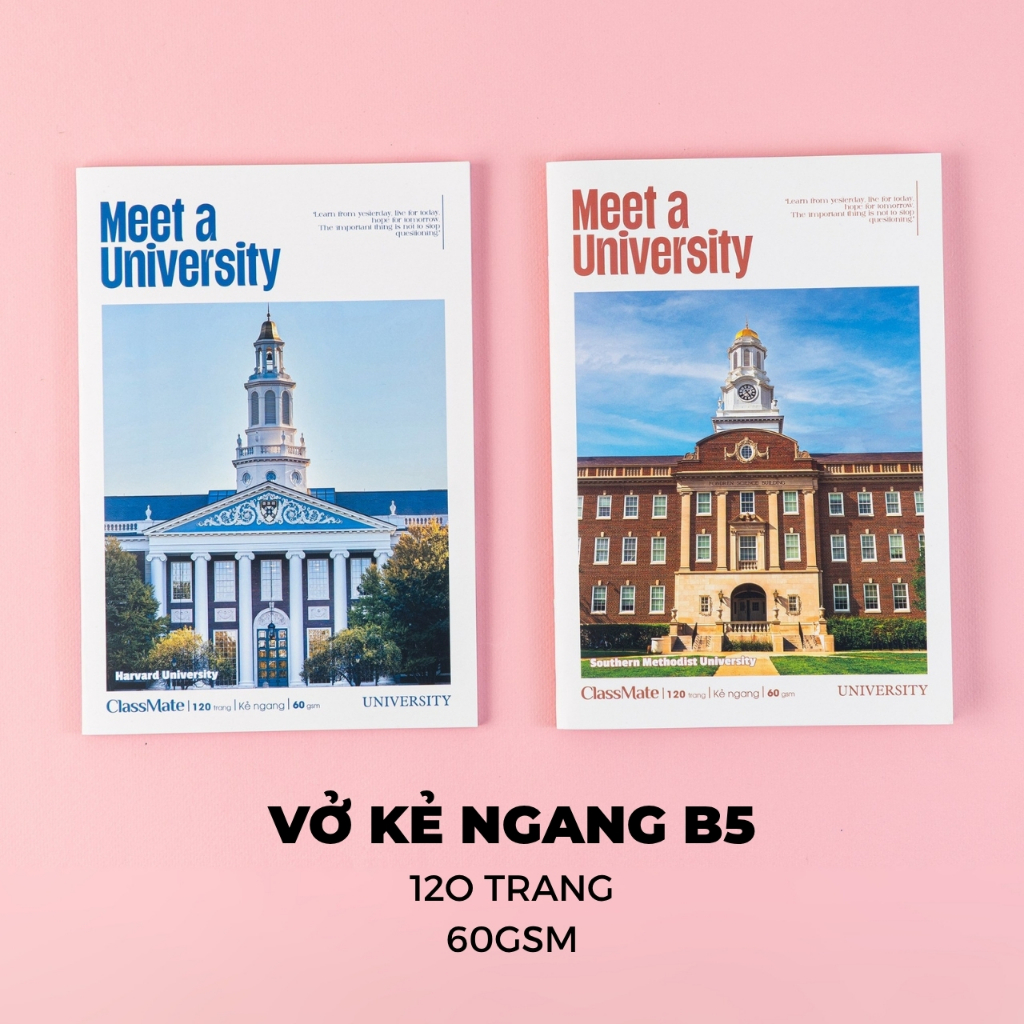[Đơn 63K Tặg Bút] Combo 5/10 Vở Kẻ Ngang Đại Học Classmate B5 Bìa Chống Nước, Giấy Mịn Viết Trơn Vở 60GSM, Vở Ghi Chép