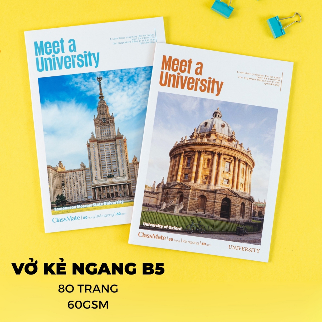 [Đơn 63K Tặg Bút] Combo 5/10 Vở Kẻ Ngang Đại Học Classmate B5 Bìa Chống Nước, Giấy Mịn Viết Trơn Vở 60GSM, Vở Ghi Chép