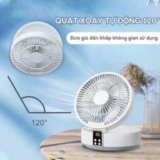 Quạt Tích Điện QDB07 DELADEP Thông Minh, Điều Khiển Từ Xa 3 Tốc Độ Gió Xoay 120°, Bảo Hành 2 Năm