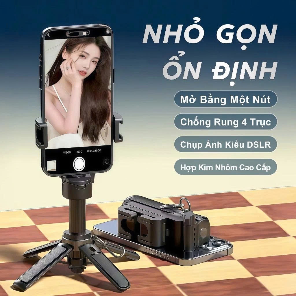Gậy chụp ảnh selfie 4 chân bluetooth kim Tripod điện thoại có tay cầm xoay 360 độ quay video, chân livestream chống rung