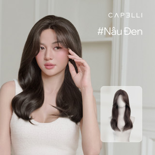 Tóc Giả Nguyên Đầu Siêu Da Lưới Lace CAPELLI Xoăn Lơi Mái Bay Màu Trầm 45cm Amy Premium Wig