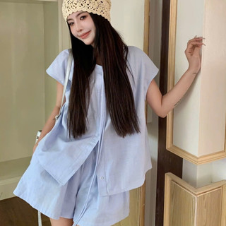 Set Bộ Áo Sơ Mi Đũi Tay Dơi Kèm Quần Sooc Mặc Hè Siêu Cá Tính