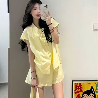 Set Bộ Áo Sơ Mi Đũi Tay Dơi Kèm Quần Sooc Mặc Hè Siêu Cá Tính