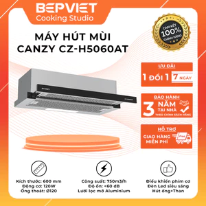 Máy hút mùi âm tủ Canzy CZ-H5060AT kích thước 600mm hút khử than hoặc ống tùy chọn, đèn LED, 3 mức công suất